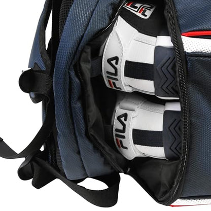 Fila Ultimate Tennis Backpack with Shoe Pocket, Navy/White/Red