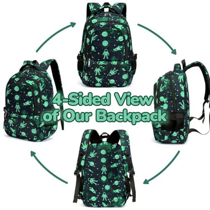 BLUEFAIRY Boys Backpack 8-10 10-12 Years Old with Laptop Compartment 17Inch - color: Black Green