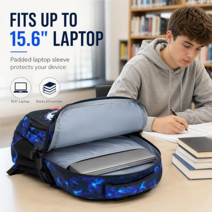 Bluboon Kids Backpack Boys Camo Bookbag Teens Elementary School Bag Daypack Travel Back Pack Middle school (Blue-Black Football) - color: Blue-black Football