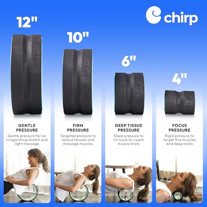 Chirp - Ultimate Back + Neck Bundle | 4-Pack Wheel Foam Roller Set for Back & Neck Pain Relief, Posture Corrector for Alignment & Support, 500lb Capacity, Includes Carrying Case, Mint