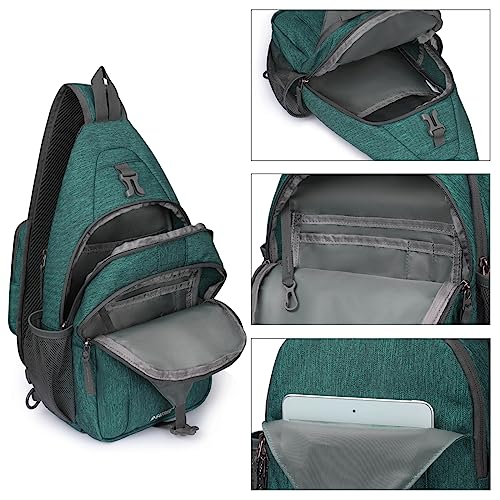 G4Free Sling Bag for Men and Women, RFID Blocking Crossbody Bag, Lightweight Sling Backpack for Travel, Hiking, Walking and Daily Use - color: Dark Green