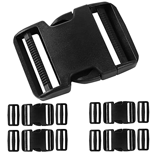 Buckles for Straps 2 inch:Side Release Buckle Plastic Clip 4 set + Tri-Glide Slide 8 pcs,Fit 2 inch Wide Nylon Strap Webbing Belt,Heavy Duty Dual Adjustable Plastic Buckle No Sewing… - color: 2" 4 Pcs Buckle Set