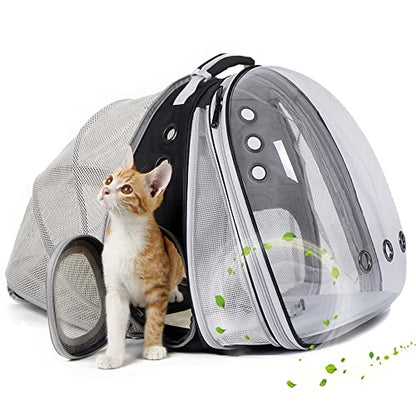Dual Expandable Cat Backpack Carrier, Fit up to 20 lbs, Expandable Pet Carrier Backpack for Large Fat Cat and Small Puppy - color: Black