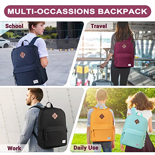 RAVUO School Backpack, Lightweight Classic Bookbag Casual Daypack for Men Women - color: Burgundy