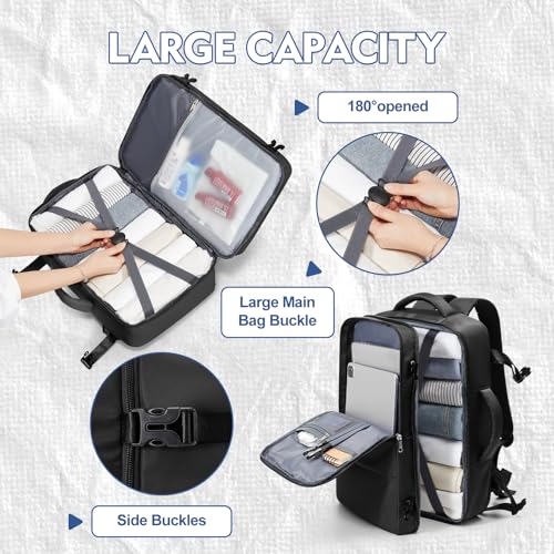 suradar Small Travel Backpack for Women Men,Carry On Backpack Flight Approved Hiking Backpack Rucksack Casual Daypack Personal Item Travel Weekender Essentials Backpacks - color: A2-black, size: Small