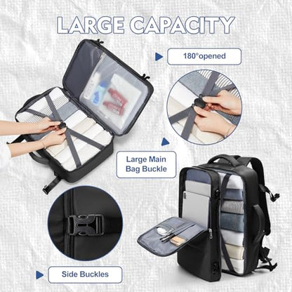 suradar Small Travel Backpack for Women Men,Carry On Backpack Flight Approved Hiking Backpack Rucksack Casual Daypack Personal Item Travel Weekender Essentials Backpacks - color: A2-black, size: Small