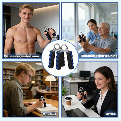Hand Grip Strengthener Set, Carbon steel wire+thickened foam Hand Exerciser for Wrist Forearm and Finger Strength Training, 2 Pack - color: Blue