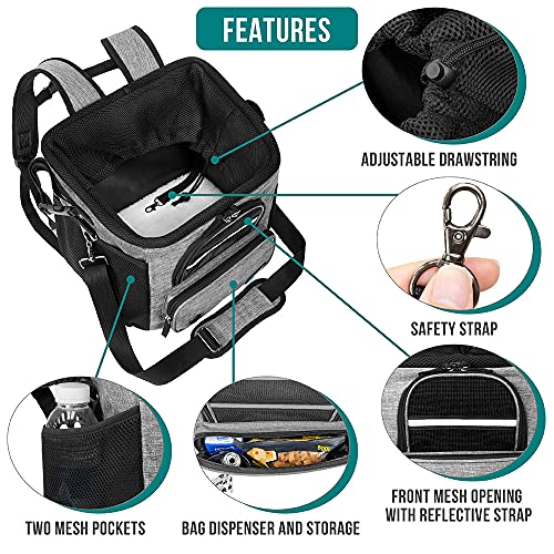 PetAmi Dog Bike Basket, Soft-Sided Ventilated Dog Bike Carrier Backpack, Pet Bicycle Basket for Bike Handlebar, Small Medium Puppy Cat Kitten Car Booster Seat with Safety Strap, Max 18 lbs, Gray - color: Light Gray