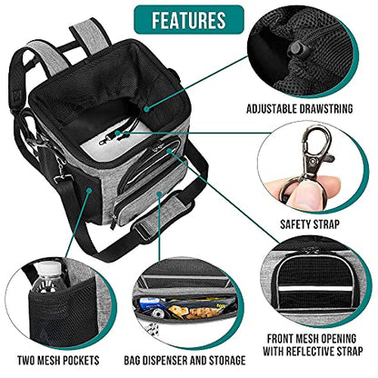 PetAmi Dog Bike Basket, Soft-Sided Ventilated Dog Bike Carrier Backpack, Pet Bicycle Basket for Bike Handlebar, Small Medium Puppy Cat Kitten Car Booster Seat with Safety Strap, Max 18 lbs, Gray - color: Light Gray