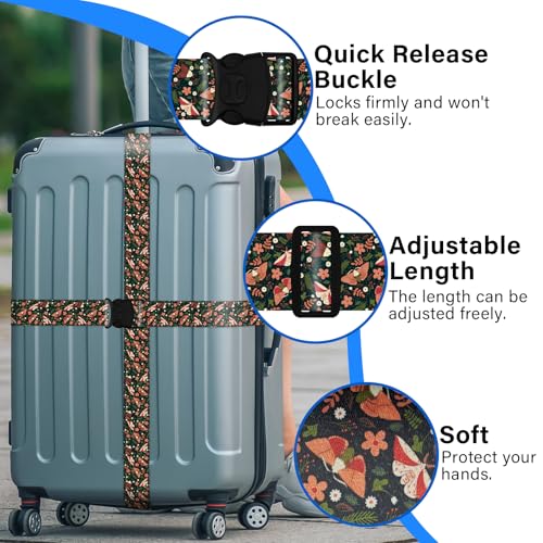 2 Pack Luggage Straps for Suitcases, Adjustable Travel Belt with Double Lock and Quick Release Buckle, Heavy Duty Nylon Bag Packing Strap, Unique Business Travel Accessories-Flower Butterfly - color: 24020 Flower Butterfly