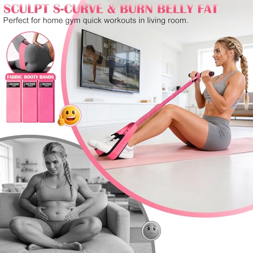 KUTIZE Pedal Resistance Band with Handle and Booty Bands Set for Women, 2 in 1 Fabric Exercise Bands for Core, Leg and Glutes, Full Body Home Gym Exercise Equipment for Yoga, Pilates, Physical Therapy