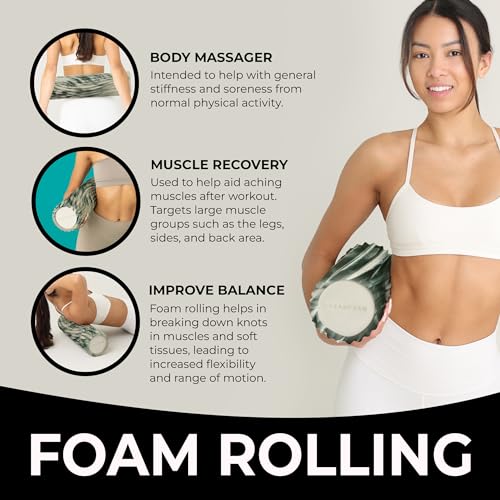 Oceanfoam Tidal Roller - Hunter Marbled - Muscle Massage Foam Roller for Back Pain & Stretching - Firm and Ergonomic Wide Wave Textured - Yoga, Athletics, & Wellness - Full Size, 20" x 5" - color: Hunter Marbled