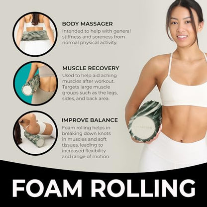 Oceanfoam Tidal Roller - Hunter Marbled - Muscle Massage Foam Roller for Back Pain & Stretching - Firm and Ergonomic Wide Wave Textured - Yoga, Athletics, & Wellness - Full Size, 20" x 5" - color: Hunter Marbled