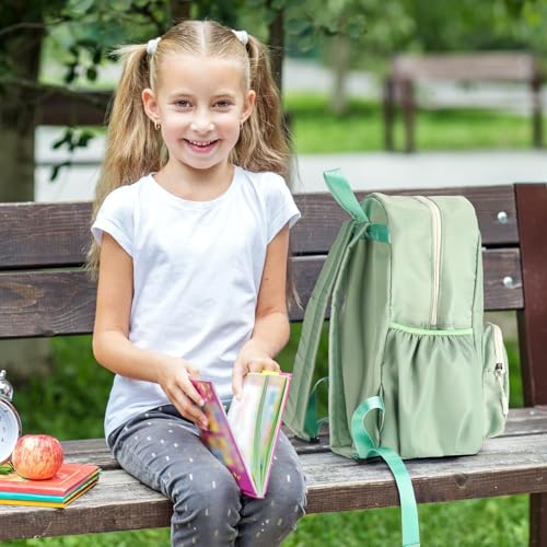 1 Piece Nylon Backpack Kids School Backpack for Toddler Girls Boys Plain Waterproof Preppy Bookbags Travel for Student (Matcha) - color: Matcha