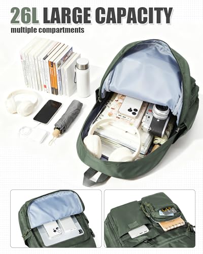 Aesthetic School Backpack for Women Men College Backpack With Lots Of Pockets Waterproof Travel Casual Daypack Cute Bookbag For Teens Girls Boys High School Bag(Green) - color: B3-green