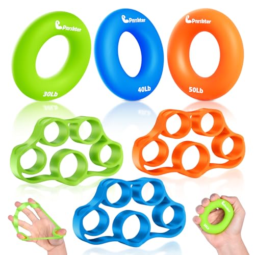 Hand Grip Strengthener, Finger Exerciser, Grip Strength Trainer (6 PCS),New Material,Forearm Grip Workout, Finger Stretcher, Relieve Wrist Pain, Carpal Tunnel - style: Hand Grip Strengthener
