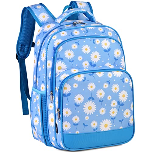 VASCHY Kids Backpacks, 12L Toddler & 17.5L School Backpacks, Lightweight Water-Resistant for Boys and Girls Ages 3-12 - color: Floral Daisy-l, size: Large