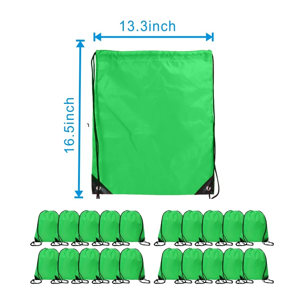 Drawstring Backpack Bulk 20 Pcs Draw String Backpack Bags DIY Gym Sports Traveling Yoga Cinch Bag Sackpack Drawstring (Green) - color: Green