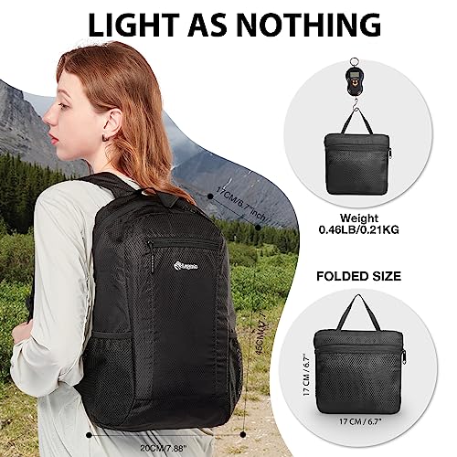 VPBAGE 15L Water-resistant Hiking Daypack, Small Backpack Travel Outdoor, Lightweight Day Pack with Tool Loops - color: Blinking Black