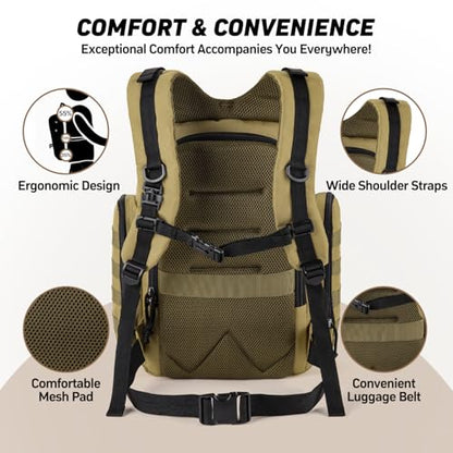 SHARKMOUTH Baby Diaper Bag for Men - Large Military Daddy Gear Backpack with Changing Pad for Travel Camping Hiking - Army Style for Active Dad Tan - color: Tan W/ Changing Pad