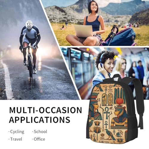 Slim Anti Theft Laptop Backpack Egyptian Murals, Large Volume Travel Daypack Durable Polyester Carry Bag for Office Business Outdoor Trekking - color: Design (1323)