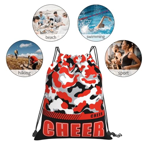 Drawstring Backpack Waterproof Gym Drawstring Bags Sports String Bag Camo Sackpack-Orange Black Cheer Drawstring Bag - color: Cheer Drawstring Bags-camo Orange Black