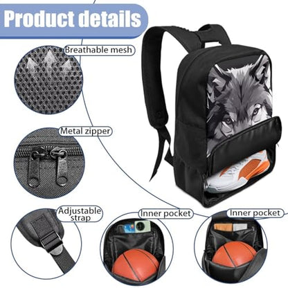 Basketball Backpack With Separate Ball Compartment And Shoes Fit Basketball Volleyball Football - color: Nordic Wolf