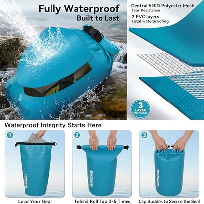 MARCHWAY Floating Waterproof Dry Bag Backpack 5L/10L/20L/30L/40L, Roll Top Sack Keeps Gear Dry for Kayaking, Rafting, Boating, Swimming, Camping, Hiking, Beach, Fishing - color: Teal, size: 5L