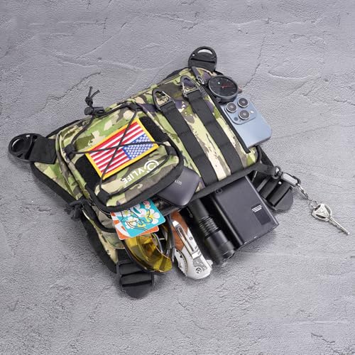 CVLIFE Outdoor Chest Bag for Men, Tactical Chest Pack, Adjustable Running Vest Bag, Lightweight Anti-theft EDC Rig for Hiking - color: Shadowstand