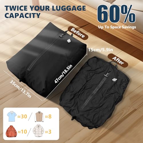 Dobaly 24L Vacuum Bags for Travel, IP67 Reusable Vacuum Seal Bags for Carry On Suitcases Vacuum Packing Cubes for Luggage and Backpack Space Saver Lightweight&Durable(2PC No Pump)