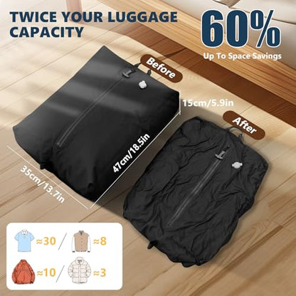 Dobaly 24L Vacuum Bags for Travel, IP67 Reusable Vacuum Seal Bags for Carry On Suitcases Vacuum Packing Cubes for Luggage and Backpack Space Saver Lightweight&Durable(2PC No Pump)