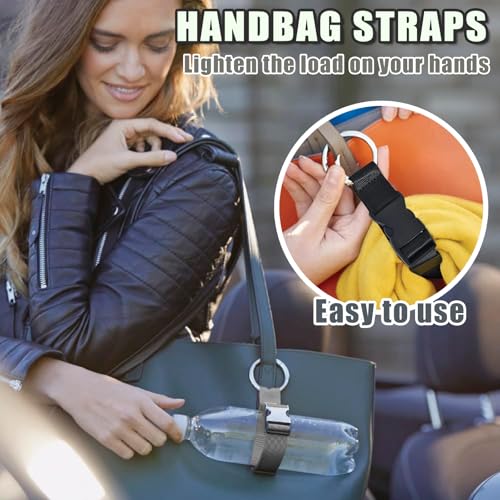4 Pack Adjustable Luggage Straps with Secure Buckles & Hooks Extra Strong Suitcase Belt for Travel Attach Extra Bags Backpacks Jackets Durable Travel Accessories for Connecting & Carrying (Black-4Pcs)