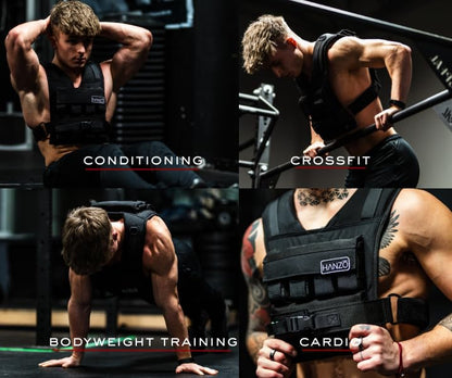 HANZO Weighted Vest for Men & Women 25lbs | 35lbs | 45lbs | 65lbs | Weight Vest With Removable Iron Weights, Adjustable Heavy Duty Weighted Workout Vest for Calisthenics & Fitness Training - size: 25 lbs