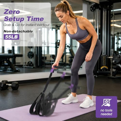 Foot Pedal Resistance Band with Handle,55LB Exercise Bands with Foot Pedal,Upgrade Full Body Workout for Men & Women, Core Abs Legs Glutes Arms, Pilates Strength Training Home Gym Equipment