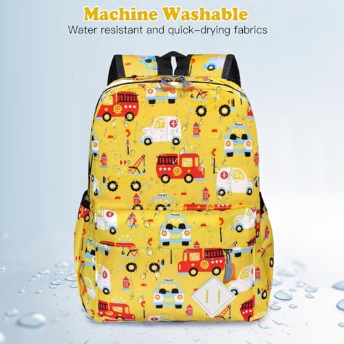 Kids Backpack for Girls Boys - 15 Inch Cute Cars Little Kids Backpack Waterresistant Toddler Preschool Kindergarten School Bag for Aged 3-8, Yellow - color: Yellow