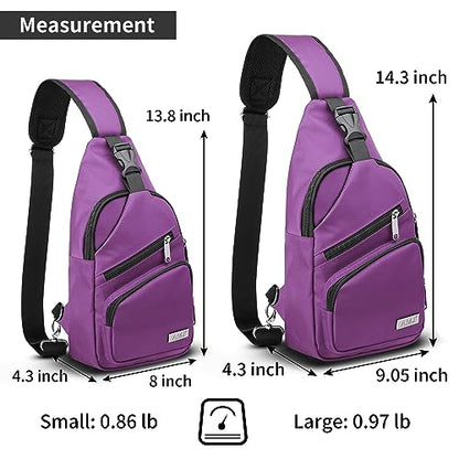 AMJ Crossbody Sling Bag Men Women, Casual Shoulder Backpack, Chest Daypack Satchel for Hiking Travel - color: Purple, size: Small