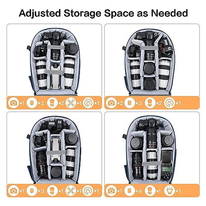 MOSISO Camera Backpack, DSLR/SLR/Mirrorless Photography Camera Bag 15-16 inch Waterproof Hardshell Case with Tripod Holder&Laptop Compartment Compatible with Canon/Nikon/Sony, Steel Blue - color: Steel Blue