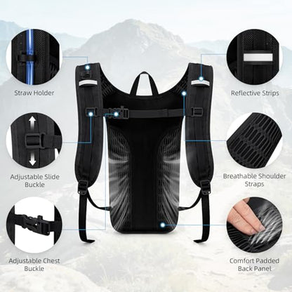 Maelstrom Tactical Hydration Backpack,Water Pack with 2L Water Bladder | BPA-free,MOLLE Compatibility,lightweight,insulated layer, Breathable back panel and shoulder,for running/hunting/cycling - color: Black