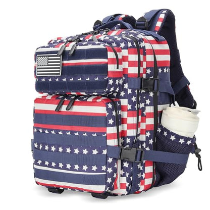 Lovelinks21 25L Tactical Military Backpack Small Travel Backpack for Men and Women Assault Pack Bug Out Bag Molle Daypack Gym Backpack with Bottle Holder (Flag) - color: Flag Print