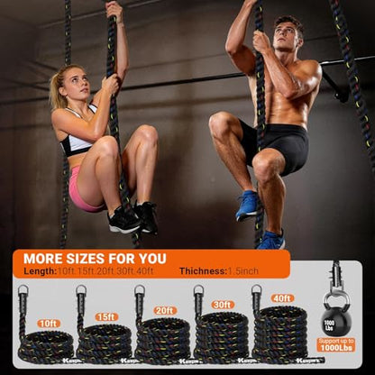 Climbing Rope Gym Workout - 1.5inch Diameter with 10FT 15FT 20FT 30FT 40FT Gym Climb Rope Heavy Duty Workout Exercise Ropes for Adults Indoor Outdoor Strength Training - style: 1.5in X 15ft