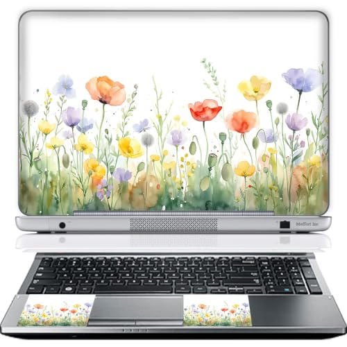 11.6 12 Inch Laptop Skin Sticker Cover Premium Sticker Cover Art Decal Decorative (Included 2 Wrist Pad Skins) - Watercolor Wildflower - color: 3725, size: 12 Inch