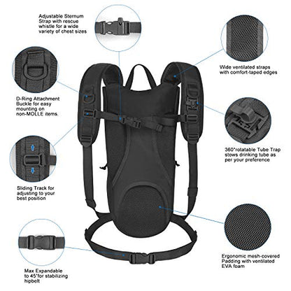 Unigear Tactical Hydration Backpack with 3L Water Bladder, Molle Backpack - color: Black