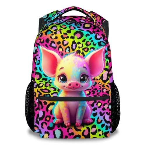 Girls Backpack for School - 17 Inch Cute Pig Backpack Kids Age 6-8 for Kindergarten - Colorful Large Capacity School Bag for for Travel - color: Color6-1