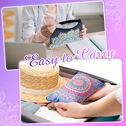 Reginary 20 Pcs Makeup Bags Gifts for Women Canvas Cosmetic Bags with Zipper Bulk Gift for Women Travel Purse Organizer Pouch Accessory, Toiletry Large Capacity, 7 x 4.3 Inch(Mandala) - style: Mandala