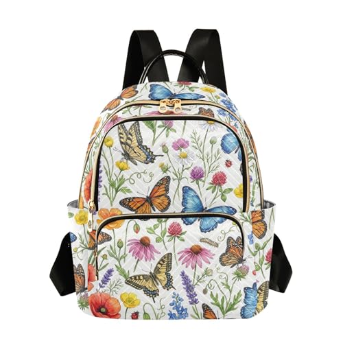susiyo Butterfly Garden Lavender Daisy Floral Backpack for Women Purple Flower 14L Bag Tropical Botanical Ladies Backpacks Travel Casual Daypack - color: Purple Flower, size: Medium