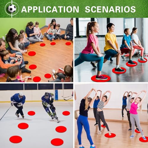 Poly Spot Markers 4inch/9 inch Non-Slip Rubber Agility Markers Flat Field Cones Floor Dots for Football, Soccer, Basketball Training Markers, School Activities, Exercise Drills, Social Distancing - style: 9inch 6Pcs(Red)
