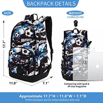 rickyh style School Backpack Travel Bag for Men & Women Lightweight College Back Pack with Laptop Compartmen - color: 04football Blue