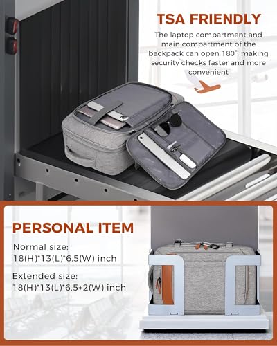 Vancropak Carry on Backpack, Flight Approved 18x14x8 Travel Backpack with 3 Packing Cubes, Expandable Large 40L Travel Bag fits 17.3" Laptop, Anti Theft Luggage Suitcase Weekend for Women Men, Grey - color: Grey