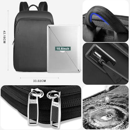 ZINZ Slim and Expandable 15 15.6 16 Inch Laptop Backpack Anti Theft Business Travel Notebook Bag with USB, Multipurpose Large Capacity Daypack for Men & Women,DB01K02 - color: Db01k02