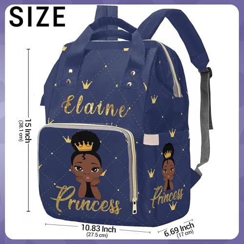 Newcos Personalized African Baby, Crown Princess Diaper Bag Personalized Mummy Backpack Shoulder Bag with Name - color: Color 180